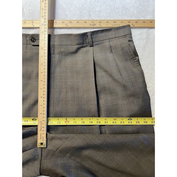 Hart Schaffner Marx Mens 52L 44x34 Taupe Gray Ice Blue Plaid Suit U.S.A. - Picture 14 of 16